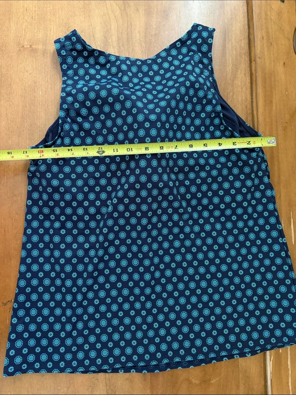 Lands' End NWT Navy Tankini with Teal Dot Medallion Print Size 18